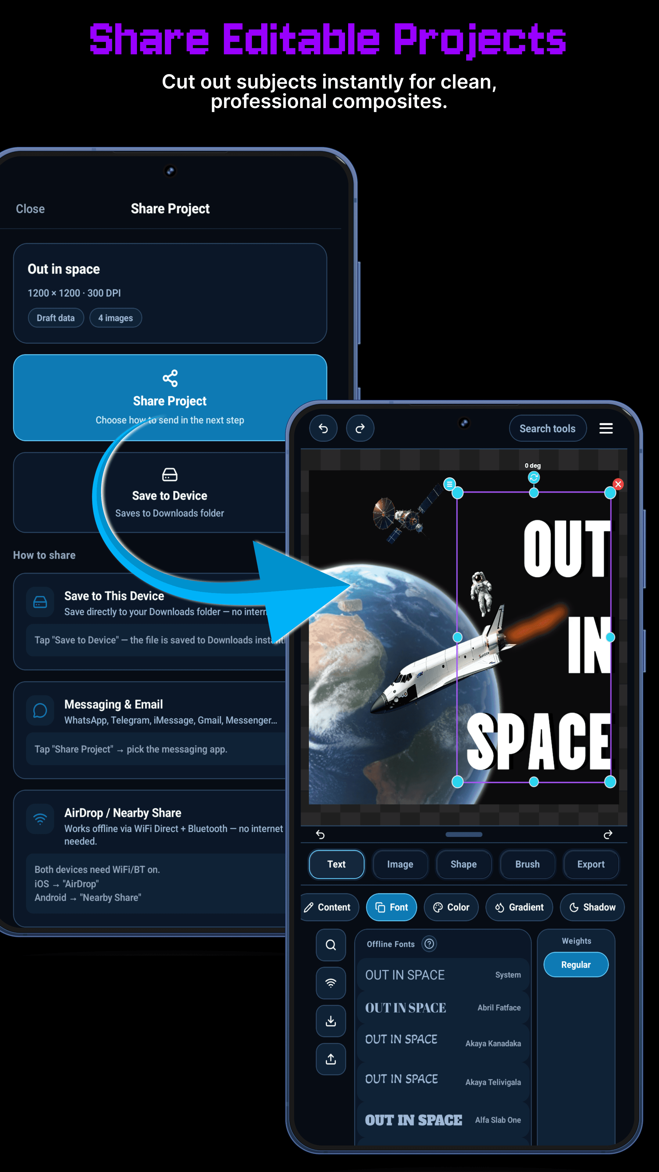 Zedito share editable projects screenshot