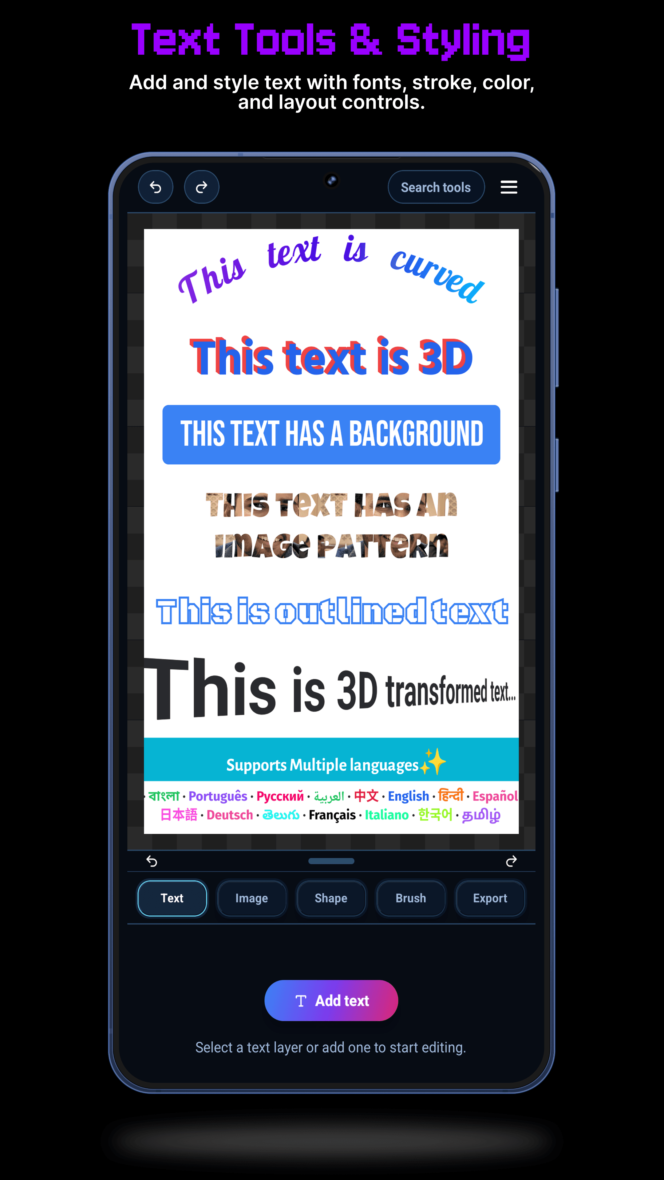 Zedito text tools and styling screenshot